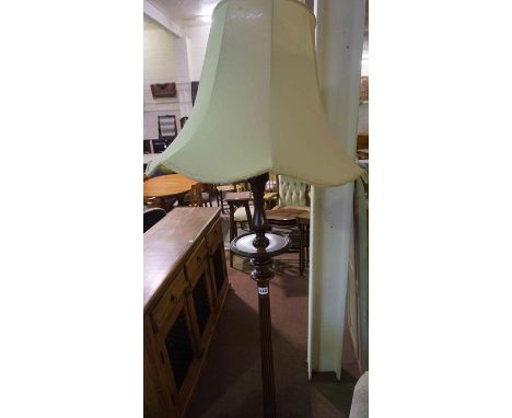 Vintage Mahogany Floor Lamp, With shade, Converted to Electricity, 158cm high