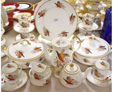 A Sheridan pottery flying pheasants dinner and tea service including two tureens and covers, tea pot, cups, saucers, etc. qty