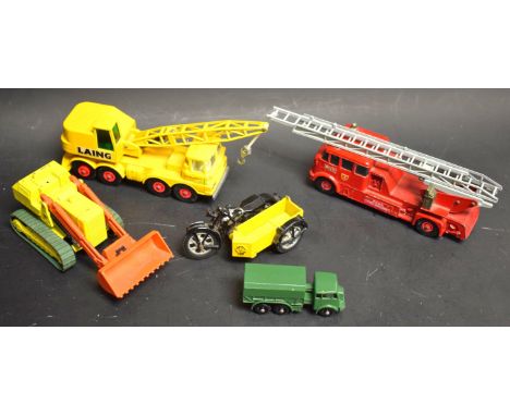 Matchbox Lesney - King size K15 Merryweather Fire Engine;  K12 Laing Mobile Crane;  K8 Catterpillar Traxcavator;  75s No62 Ge