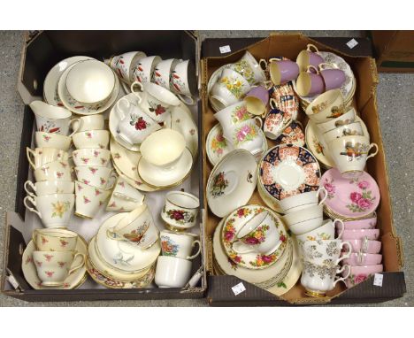 Ceramics - Tea Ware - A Windsor Kniphofia plant pattern tea service; Royal Worcester demitasse cups; an Argyle pheasant patte