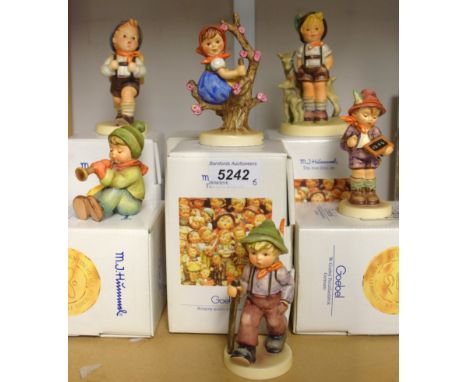 A Goebel Hummel figure, Max and Moritz; others, She Loves Me, Just Dozing, all boxed; another (4)
