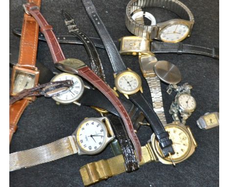 Watches - a vintage Elco 9ct gold cased tank watch, silvered dial, Arabic numerals, subsidiary seconds, manual movement, leat