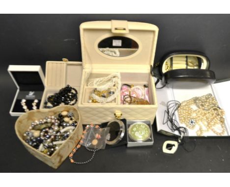 Costume Jewellery - a pair of Swarovski Jewelers collection clip on earrings, boxed;  a gold plate hinge bangle;  a simulated