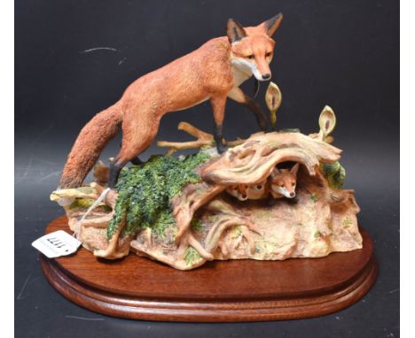 A Border Fine Arts Classic model, Spring Show B0796, fox and cubs, naturalistically sculpted by R J Ayres, limited edition 53