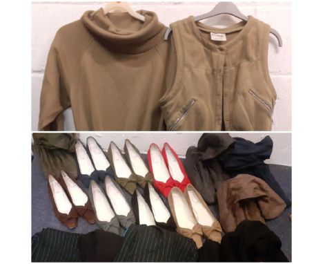 A quantity of vintage fashion clothing, boots and shoes to include Franchetti Bond court shoes in various colours and sizes 3
