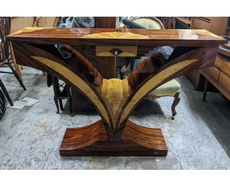 An Art Deco style console table with inlaid decoration measuring 120cm wide, 90cm tall and 30cm deepLocation:If there is no c
