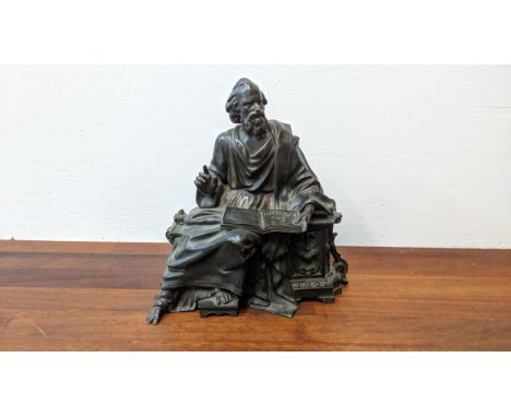 A patinated cast metal and bronze figure of a scholar, 23cm hLocation:If there is no condition report shown, please request 