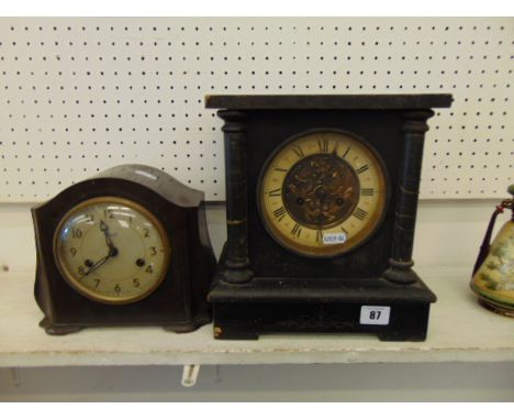 A wooden mantle clock plus another