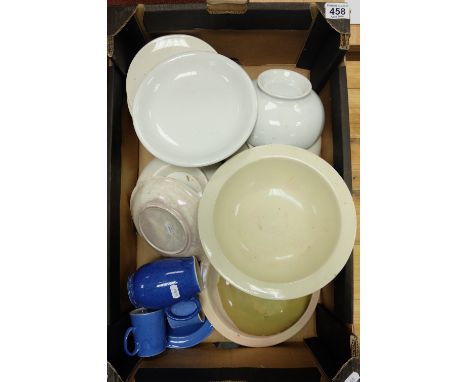 22 pieces of Moorcroft Utilitarian Ware and Powder Blue c.1920s