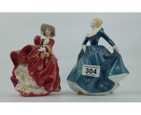 Royal Doulton lady figures Top O the Hill HN1834 and Fragrance HN2334 (2)