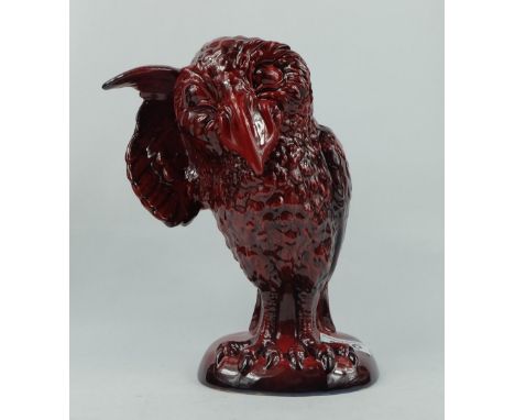 Peggy Davies figure of a grotesque bird The Listener modelled by Robert Tabbenor in Ruby Fusion colourway 