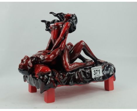 Peggy Davies Ceramics ruby fusion figure of two lovers 