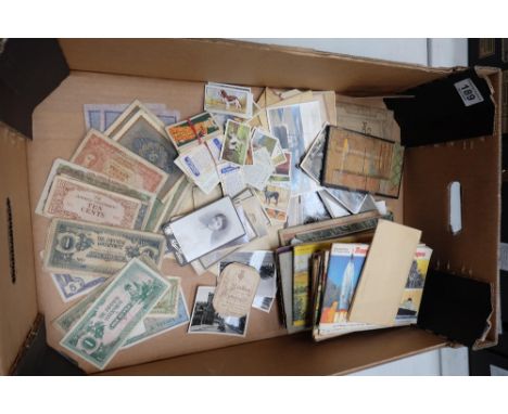 A good mixed lot of post war currency notes, cigarette cards and early portrait photographs  