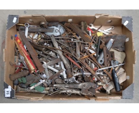 A large quantity of metric and imperial spanners and other hand tools