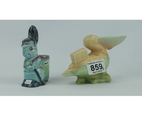 Beswick Comical Pelican 407 ashtray and comical bunny match stick holder 665 (2)