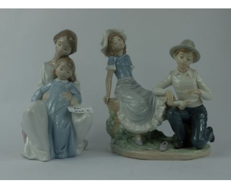 Nao figure group of Boy and Girl together with similar figure of Mother and Child (2)