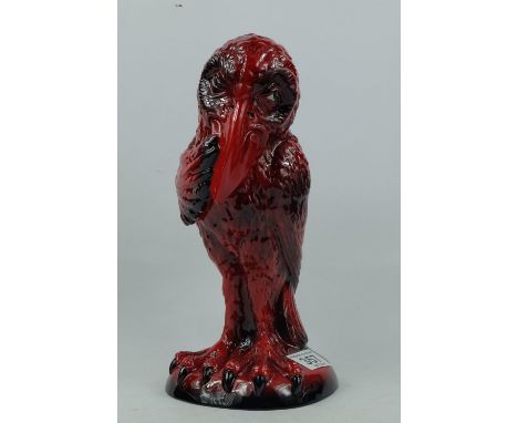 Peggy Davies figure of a grotesque bird The Whisperer modelled by Robert Tabbenor in Ruby Fusion colourway 