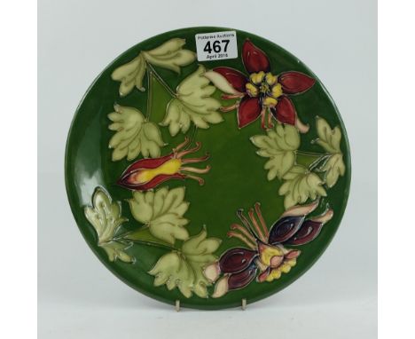 Moorcroft plate in honeysuckle on green ground 26cm diameter 