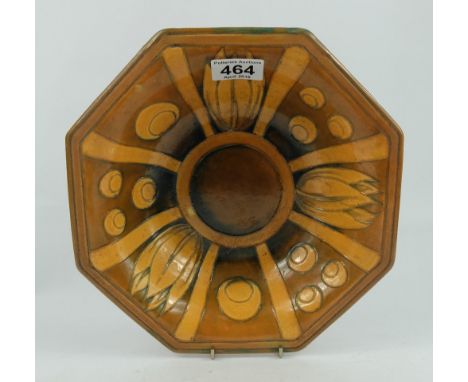 William Moorcroft large octagonal dish unusual decoration of tulip flower heads in the art nouveau
