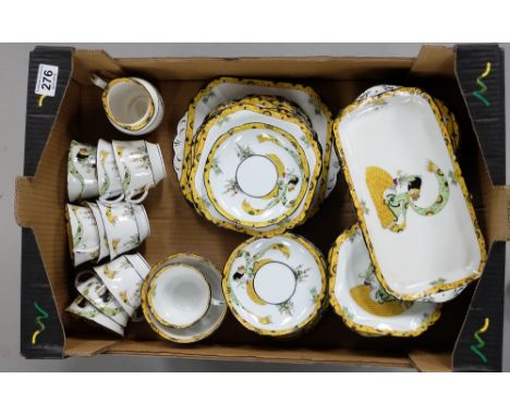 A collection of Melba bone china tea ware in the dolly vanden pattern to include cups, saucers, bowls, sandwich plates, serve
