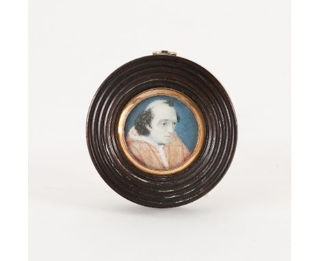 19th Century Roman School/Portrait of Pope Pius VII/watercolour on ivory, 3.7cm diameter