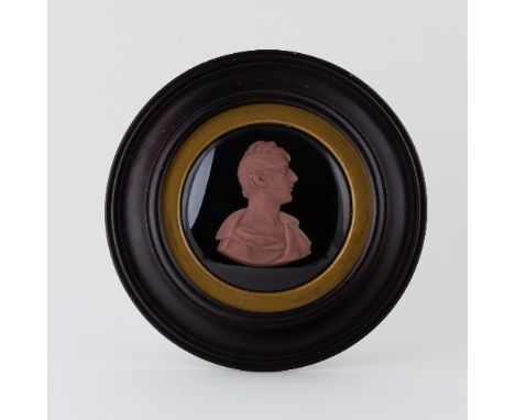 attributed to Peter Rouw/ Profile Portrait of a Gentleman/possibly the young Duke of Wellington/wax portrait bust, 11.5cm dia