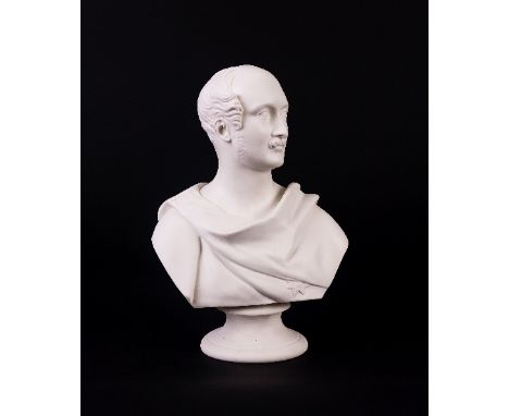 A W.H. Kerr & Co.,Worcester parian portrait bust of Prince Albert, after E J Jones, 34cm high Condition Report: Firing damage