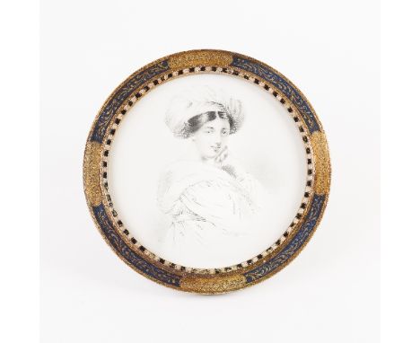 William Collins/Portrait of a Young Lady/half length, wearing a turban/signed and dated 1831/pencil, 15cm diameter