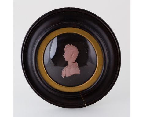 Peter Rouw/ Portrait of a Young Lady/ signed and inscribed London 1816/wax portrait bust in relief, 11.5cm diameter