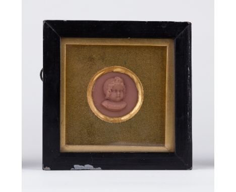 Peter Rouw/Portrait of a Baby/possibly Queen Victoria when an infant/signed and inscribed verso/wax portrait relief, 3.5cm di