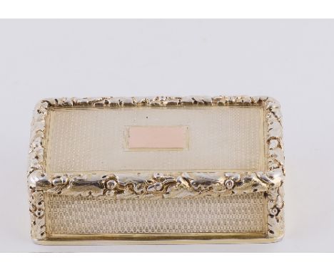 A William IV silver gilt snuff box, Charles Rawlings & William Summers, London 1835, with engine-turned decoration and leaf b