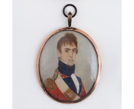 19th Century English School/Portrait of an Officer of a Guards Regiment, circa 1810/head and shoulders, wearing uniform/water
