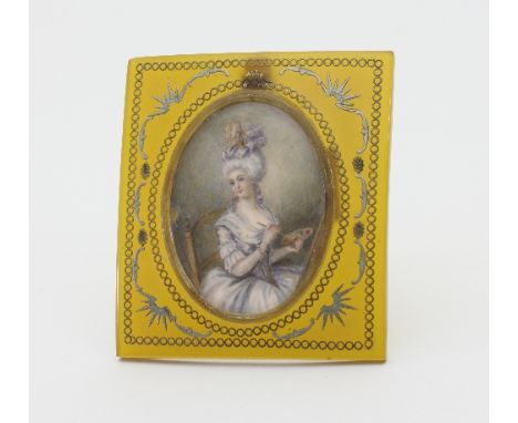 English School, early 20th Century/Portrait of an artist/seated, a paint brush in her right hand and palette in her left/bear