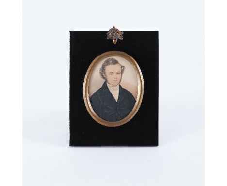 Mid 19th Century English School/Portrait of a Gentleman in a Black Coat/and another/watercolour on paper, 8.5cm x 6.5cm and 5