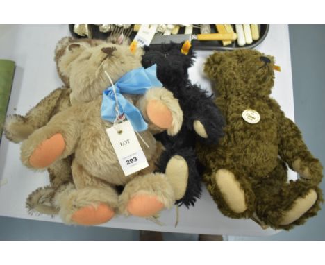 Four articulated Steiff teddies, including: Caramel Jackie; and Classic teddy with growler.