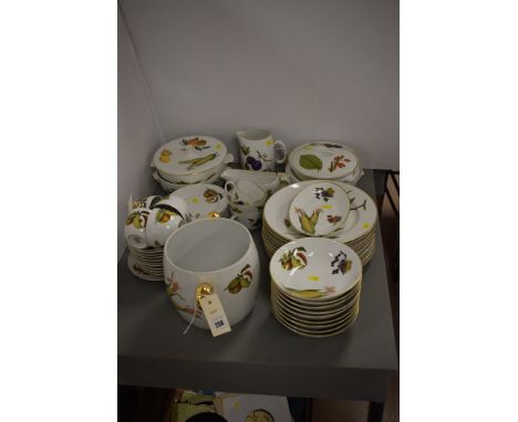 A Royal Worcester part dinner service in "Evesham" pattern, to include plates, bowls, teacups and saucers, sauce boat, turine