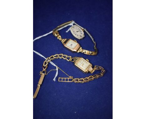 A 9ct. yellow gold cased Rotary cocktail watch, manual wound movement, on 9ct. yellow gold graduated link bracelet, 13.7grms 