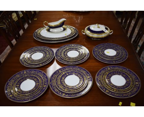 A Royal Worcester 'Sandringham' pattern part-dinner service, comprising: six dinner plates, six side plates, six tea plates, 