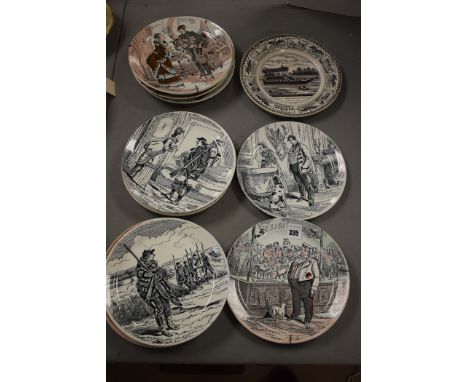 19th Century transfer printed plates by B. & Co., Montereau, depicting various figural scenes; together with a French plate t
