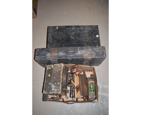 A quantity of tools and tool boxes, to include: saws; planes; and other items. 