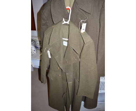A WWII French Great Coat stamped "Baulchan & Fils, Montpellier", 52cms shoulder width; and a post-war Great Coat, by H. Loter