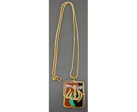 A Emirate 18ct gold and diamond pendant by Hiro, with 18ct gold chain, total item weight 14g, pendant size, 3.5cm x 2.5cm