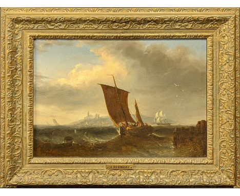 Henry Redmore (British, 1820-1887), a maritime scene, oil on panel, signed lower left and dated 1870, H.20.5cm W.27.5cm