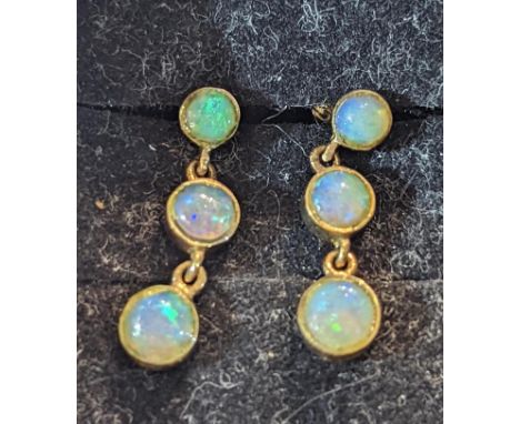 A pair of 9ct gold Opal earrings