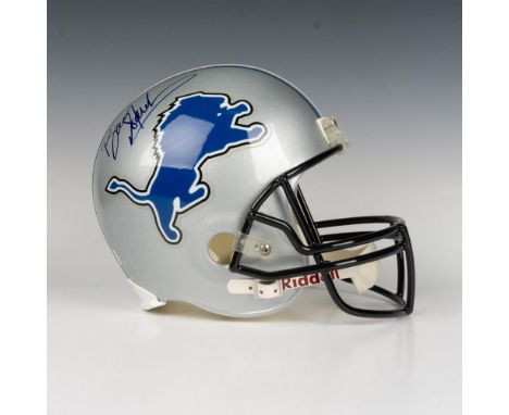 A full-sized Riddell helmet hand-signed by Barry Sanders, certified by Consolidated Auctions, LLC. Certificate of authenticit