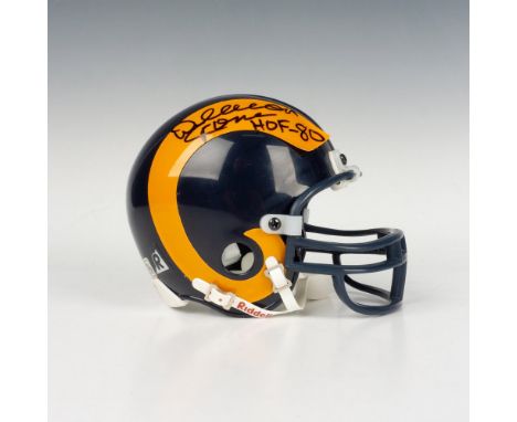 This Rams collector's mini helmet from Riddell is signed by Hall of Fame inductee Deacon Jones, with the autograph certified 