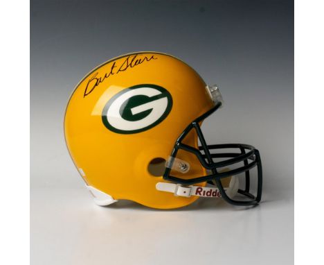 A full-sized Riddell helmet hand-signed by Bart Starr, certified by Consolidated Auctions, LLC. Certificate of authenticity i