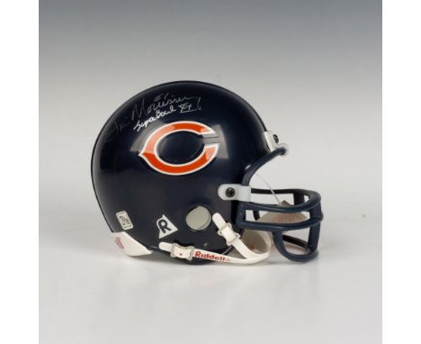 A Chicago Bears collector's mini helmet by Riddell autographed and authenticated by Baseball Dreams and Memories Inc. This it