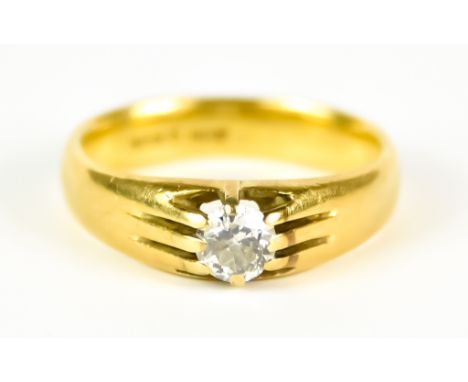 A Gentleman's Solitaire Diamond Ring, Modern, 18ct gold, set with a solitaire brilliant cut diamond, approximately .33ct, siz