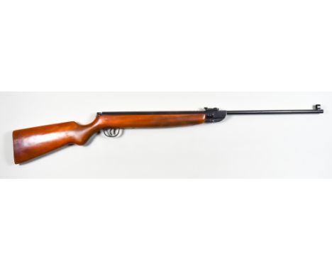 A .22 Calibre Air Rifle by Haenal, Model 302, (pre 1991 GDR Luftgewer), 14ins blued steel barrel and action, break action, 44